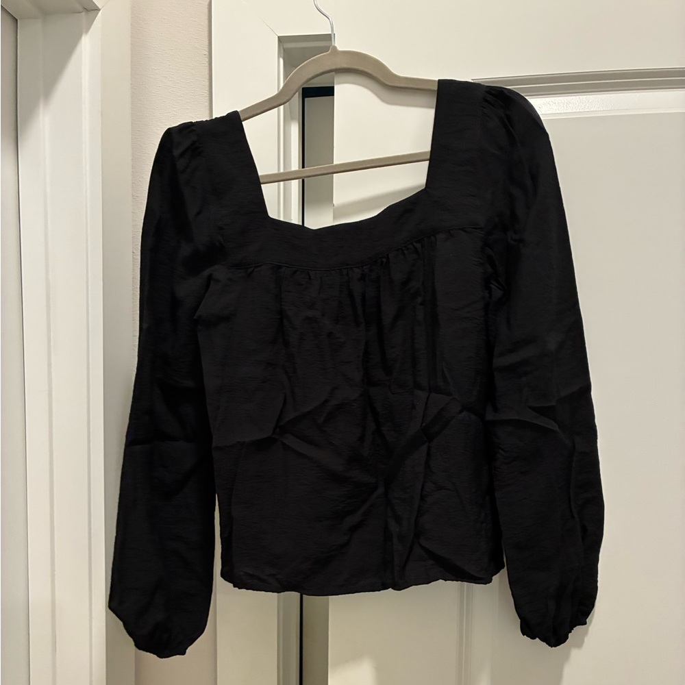 Abercrombie & Fitch Black Square Neck Blouse
